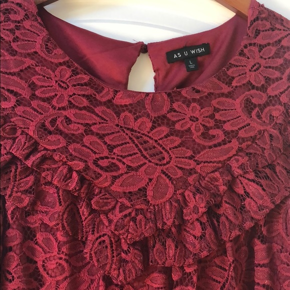 Burgundy Lace Dress - Picture 2 of 6